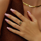 Etera Ring Textured Wave Gold Adjustable Band